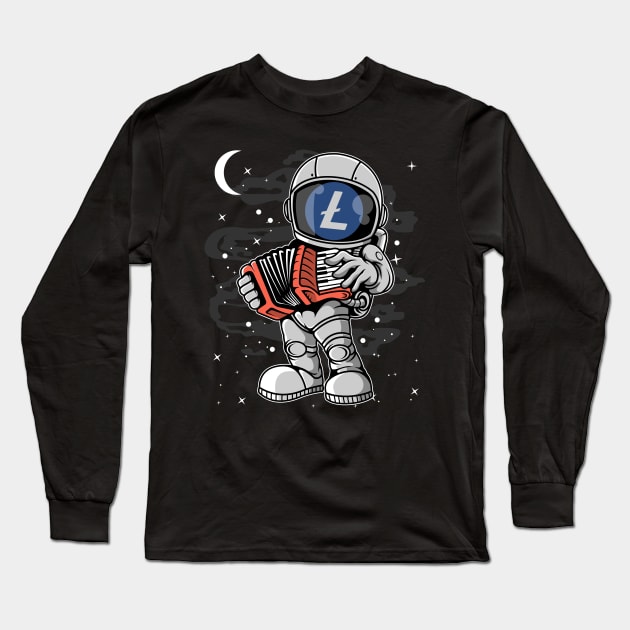 Astronaut Accordion Litecoin LTC Coin To The Moon Crypto Token Cryptocurrency Blockchain Wallet Birthday Gift For Men Women Kids Long Sleeve T-Shirt by Thingking About